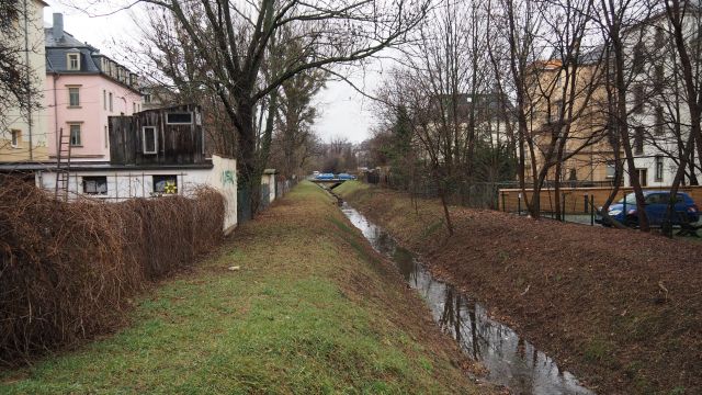 Landgraben: Blick von Schandauer Straße auf Wittenberger Straße ...